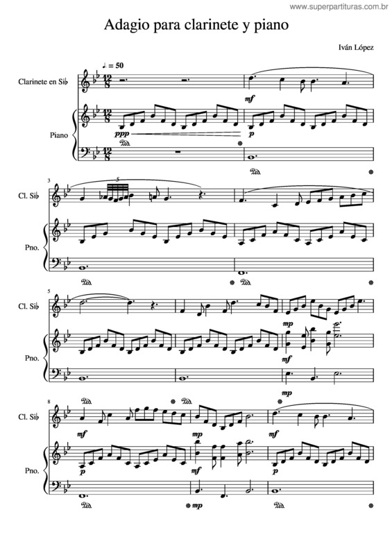 Partitura da música Adagio Para Clarinete Y Piano