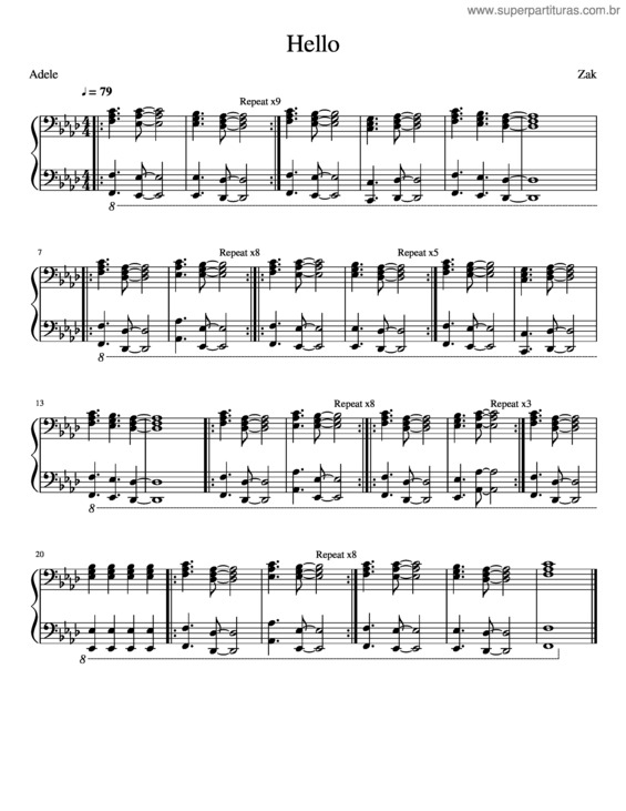 Partitura da música Adele Hello v.2