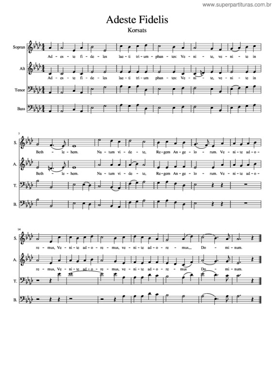 Partitura da música Adeste Fidelis v.3