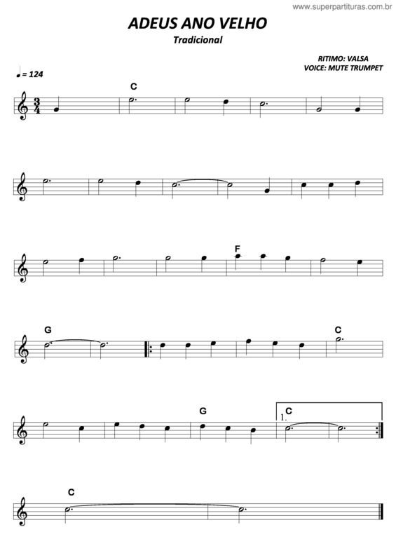 Partitura da música Adeus Ano Velho v.3