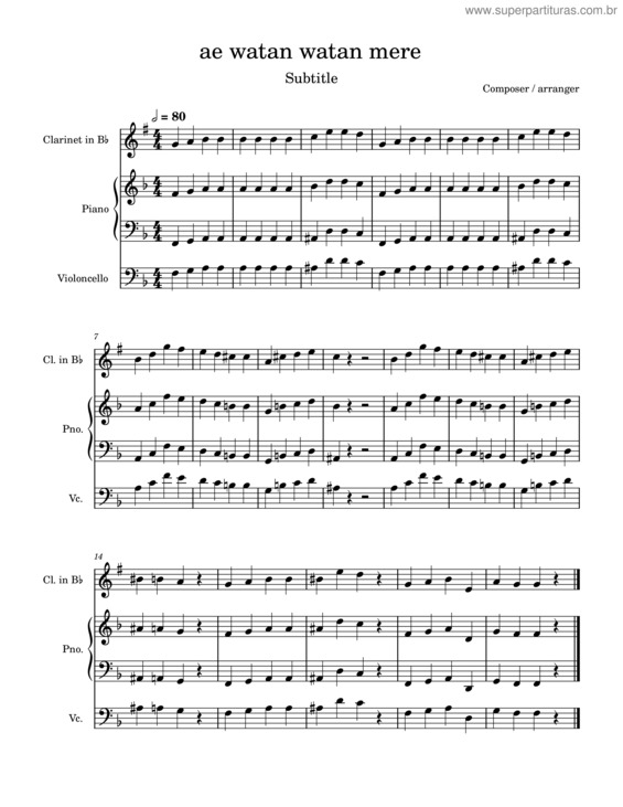 Partitura da música Ae Mere Watan Ke Logo v.2