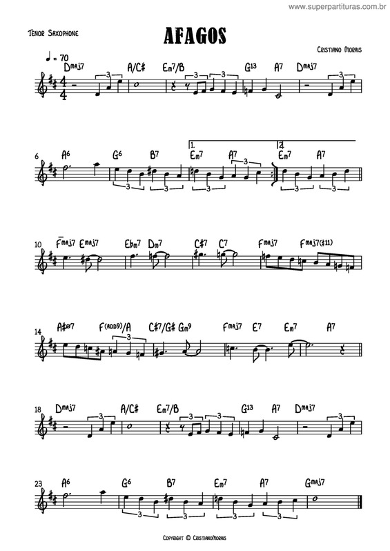 Partitura da música Afagos v.2