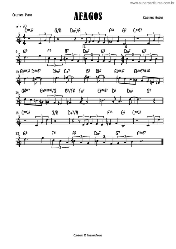 Partitura da música Afagos