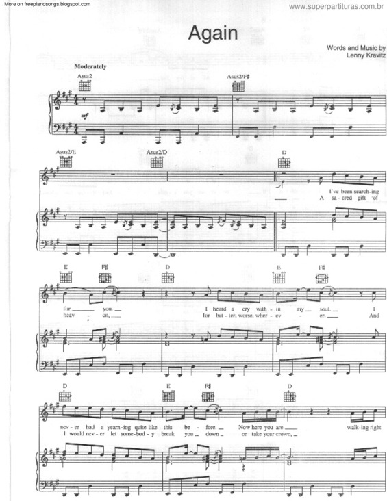 Partitura da música Again v.8