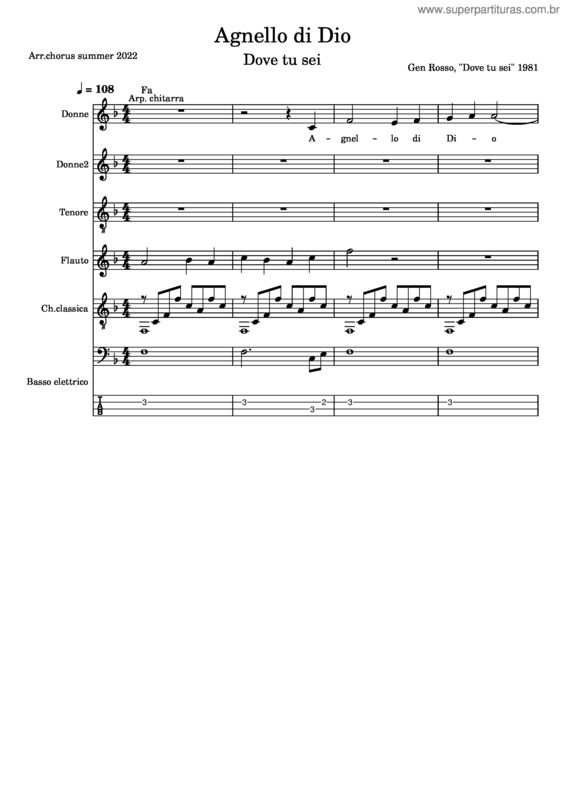 Partitura da música Agnello Di Dio v.6