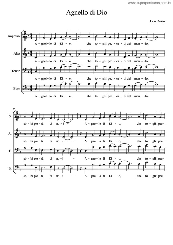 Partitura da música Agnello Di Dio v.8