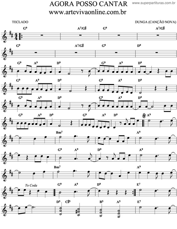 Partitura da música Agora Posso Cantar