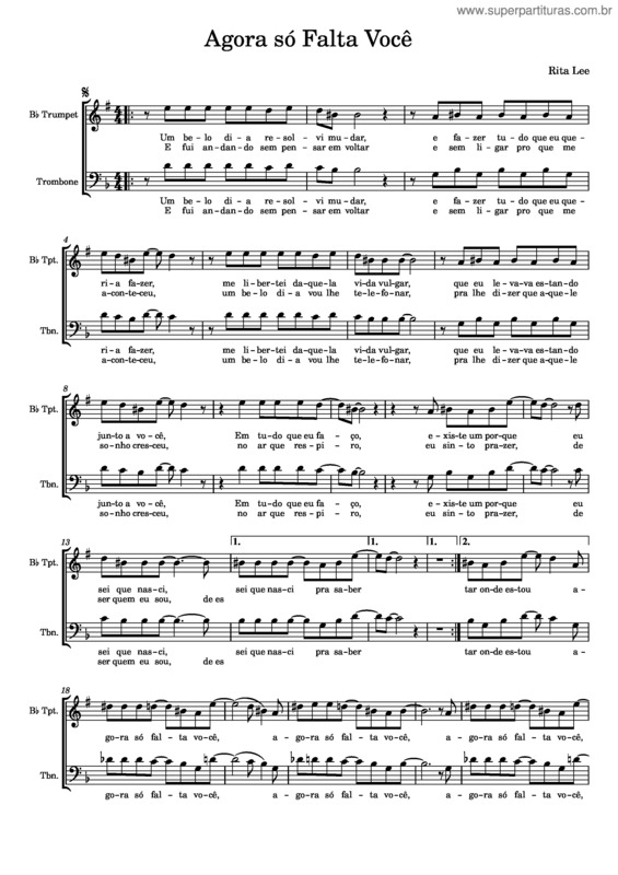 Partitura da música Agora Só Falta Você v.4