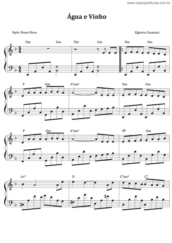 Partitura da música Água E Vinho v.5