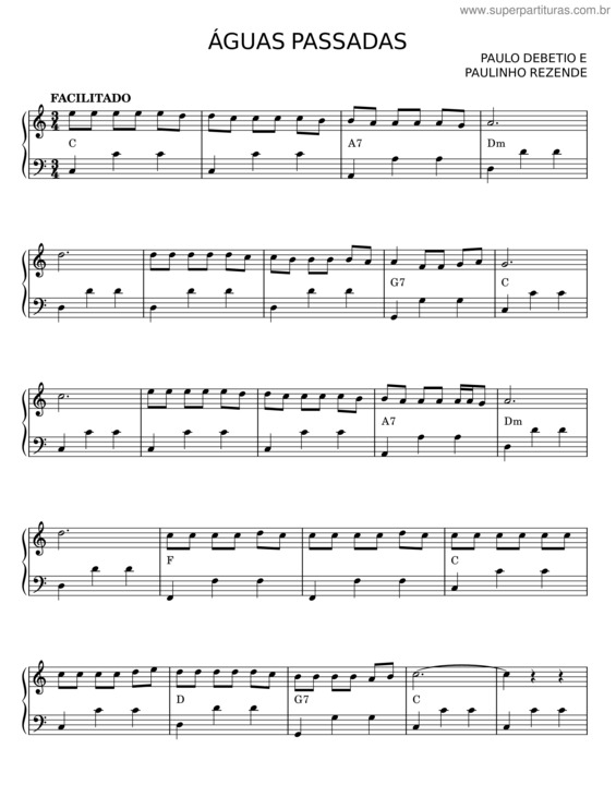 Partitura da música Águas Passadas v.2