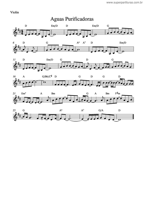 Partitura da música Águas Purificadoras v.4