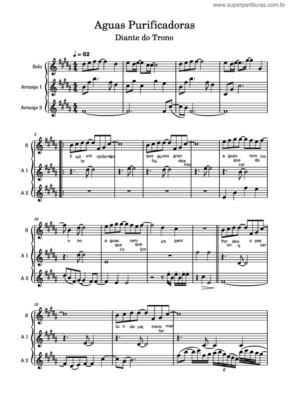 Partitura da música Águas Purificadoras v.7