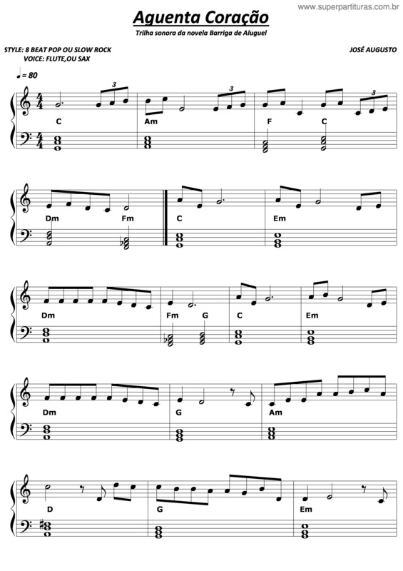 Partitura da música Aguenta Coração v.5