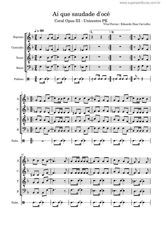 Partitura da música Ai Que Saudade D`Oce v.7