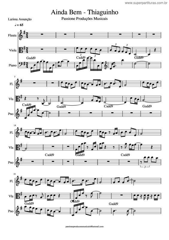 Partitura da música Ainda Bem Thiaguinho v.2