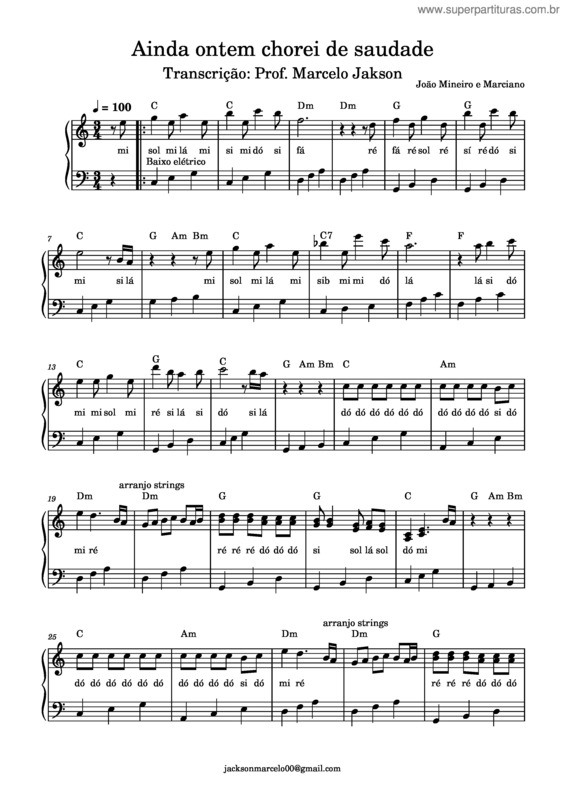 Partitura da música Ainda Ontem Chorei De Saudade v.7