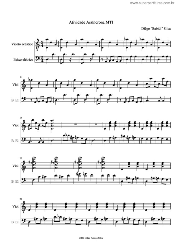 Partitura da música Ainda Sem Nome