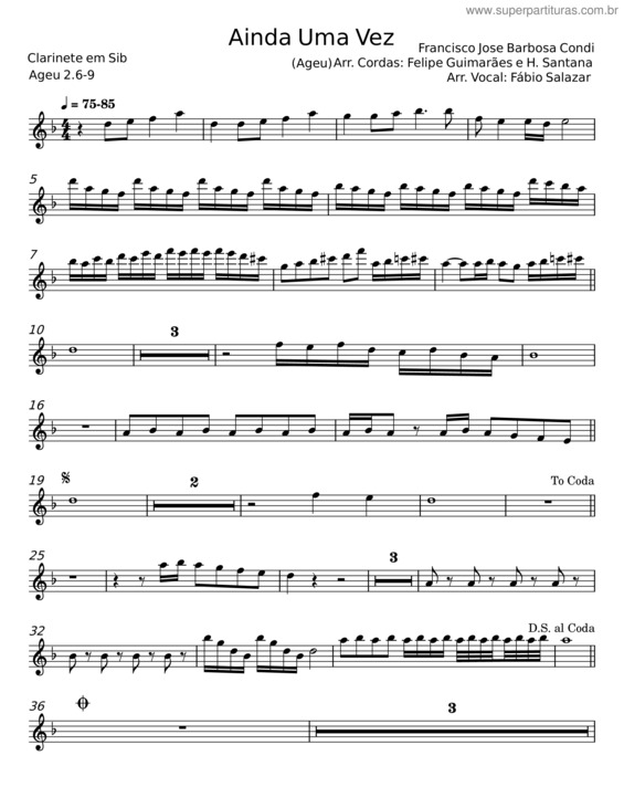 Partitura da música Ainda Uma Vez v.2