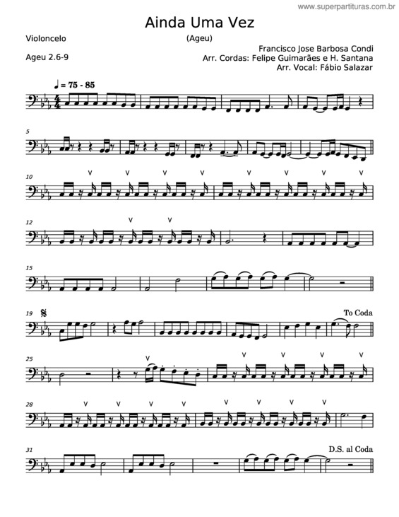 Partitura da música Ainda Uma Vez