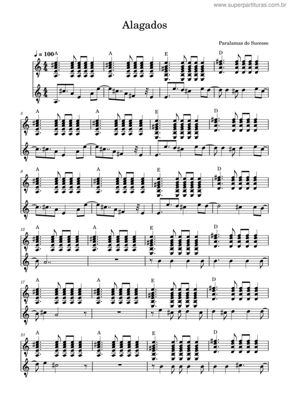 Partitura da música Alagados