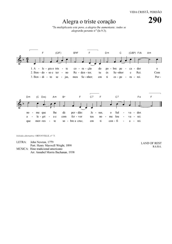 Partitura da música Alegra O Triste Coração