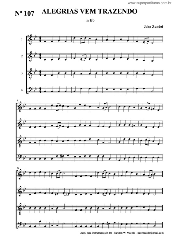 Partitura da música Alegrias Vem Trazendo v.2