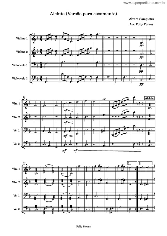 Partitura da música Aleluia ( Versão Casamento) Diante Do Rei