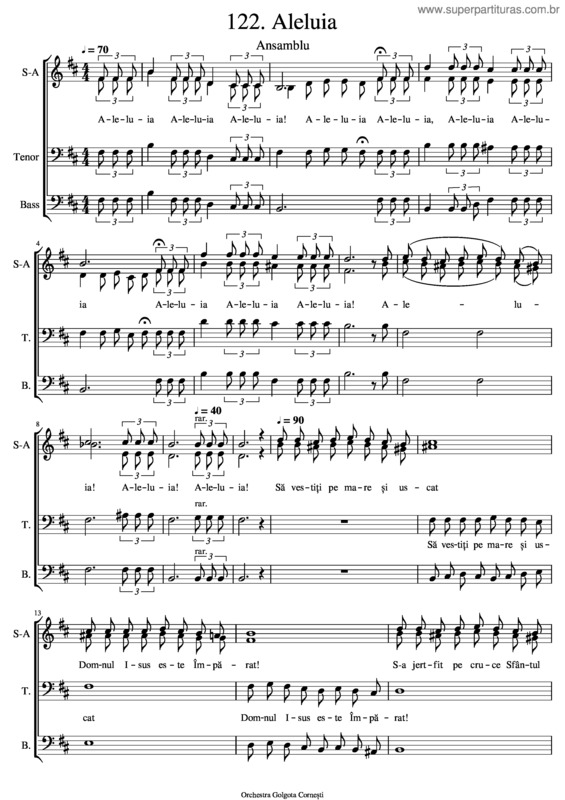 Partitura da música Aleluia, Aleluia, Aleluia