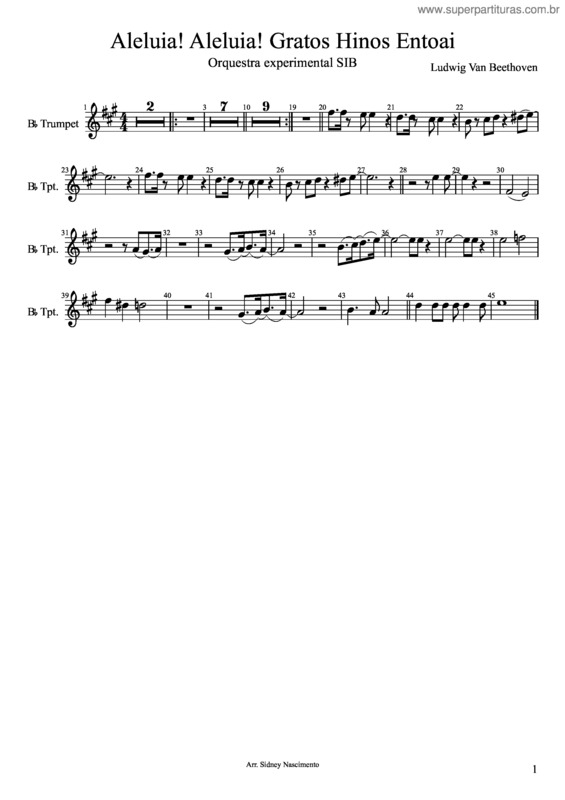 Partitura da música Aleluia! Aleluia! Gratos Hinos Entoai