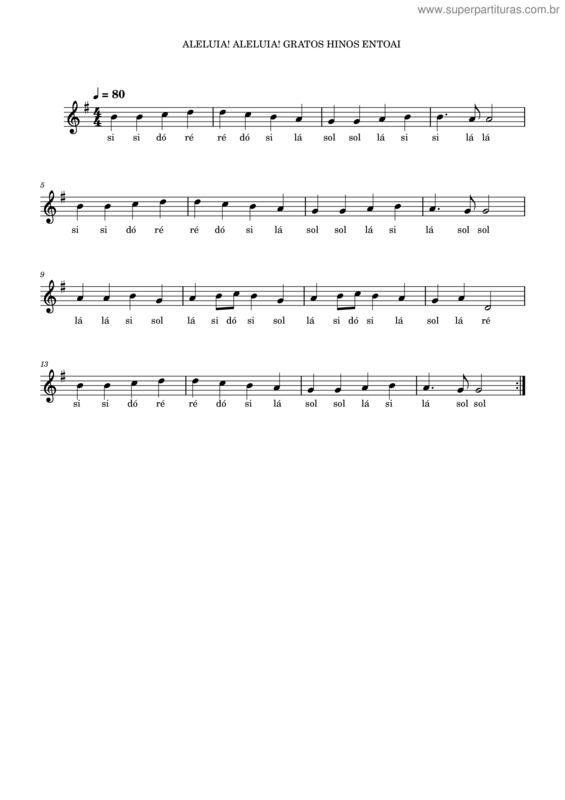 Partitura da música Aleluia, Aleluia! v.2