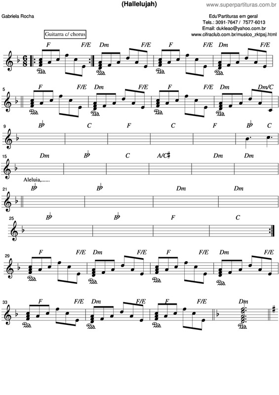 Partitura da música Aleluia (Hallelujah) v.3