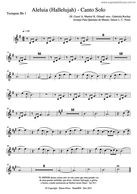 Partitura da música Aleluia (Hallelujah) v.4