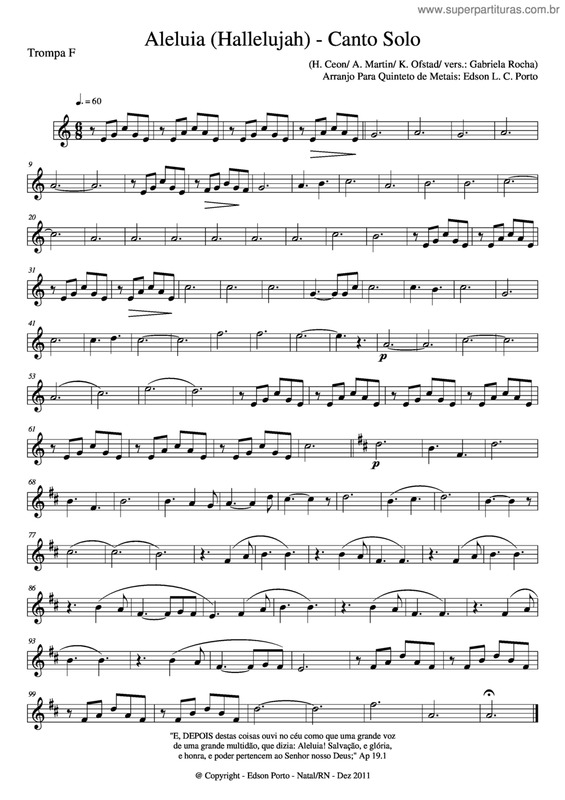 Partitura da música Aleluia (Hallelujah) v.6