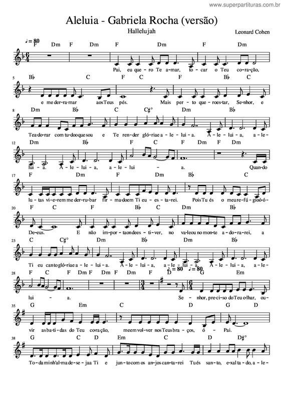 Partitura da música Aleluia (Hallelujah) v.7