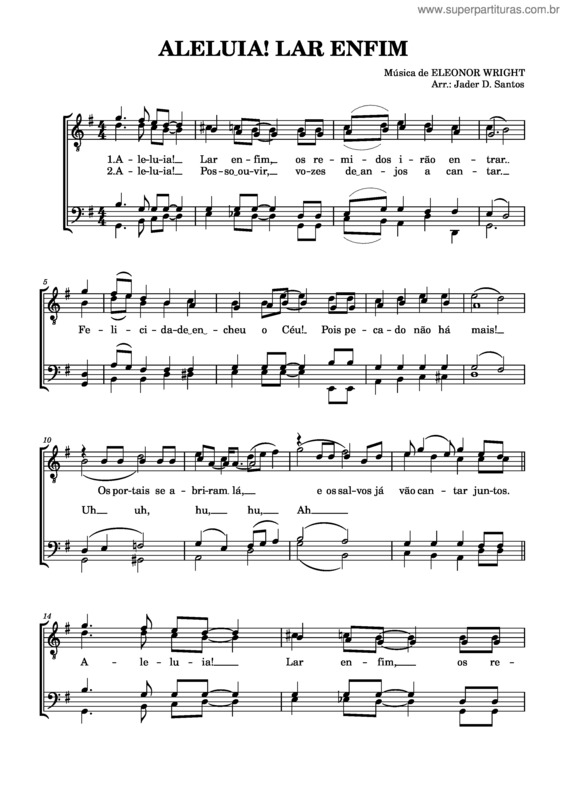 Partitura da música Aleluia! Lar Enfim v.2