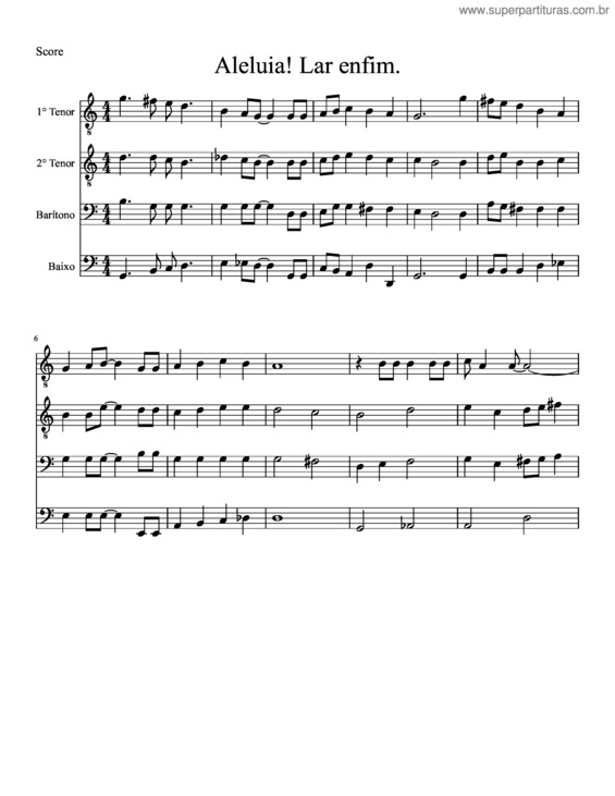 Partitura da música Aleluia! Lar Enfim