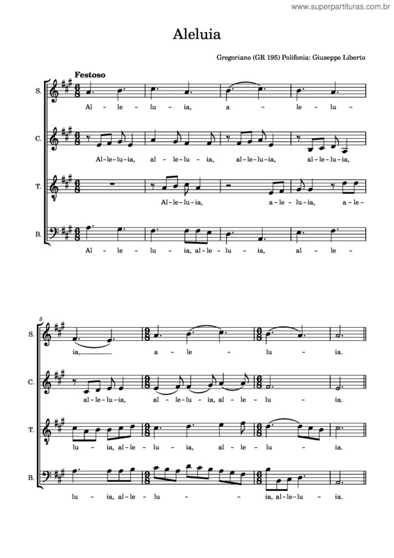 Partitura da música Aleluia, Polifonia De Giuseppe Liberto