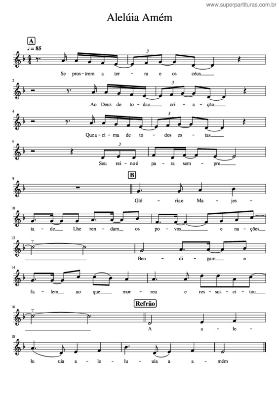 Partitura da música Alelúia Amém