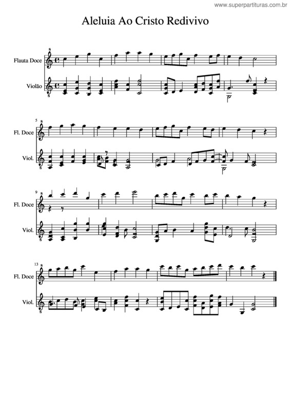 Partitura da música Aleluia Ao Cristo Redivivo