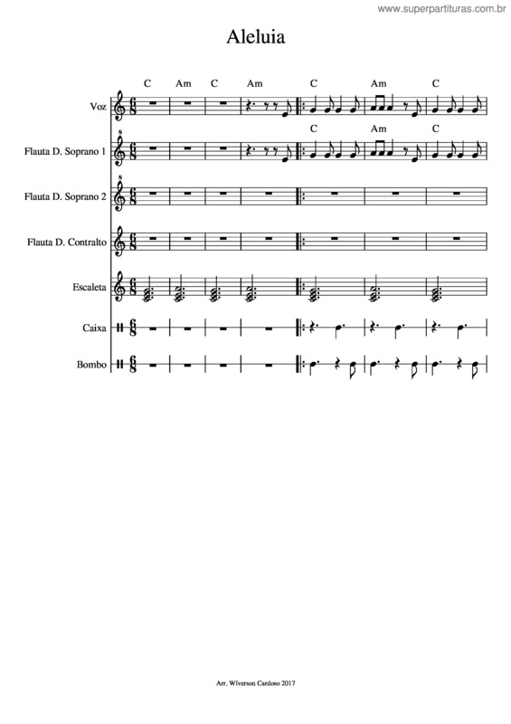 Partitura da música Aleluia Arranjo Para Flautas