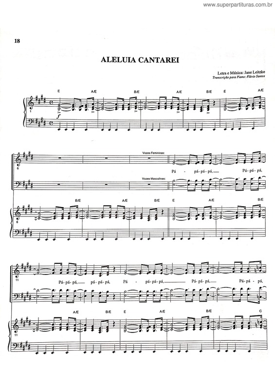 Partitura da música Aleluia Cantarei