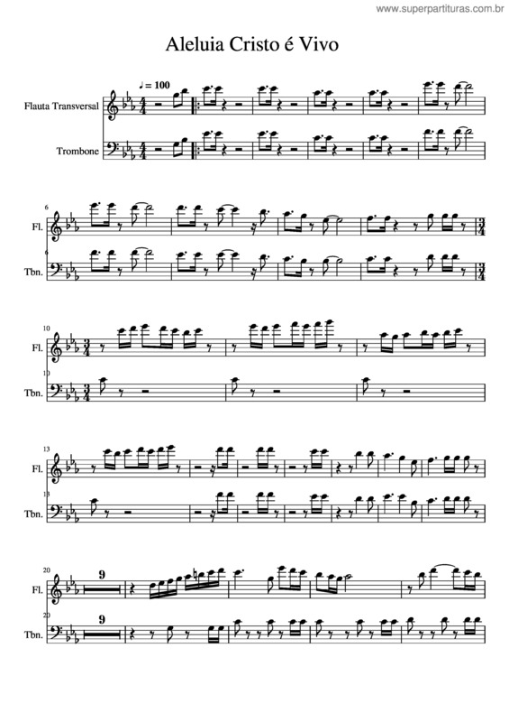 Partitura da música Aleluia Cristo É Vivo v.3