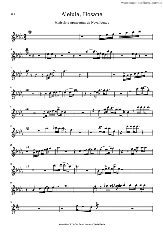 Partitura da música Aleluia Hosana v.2