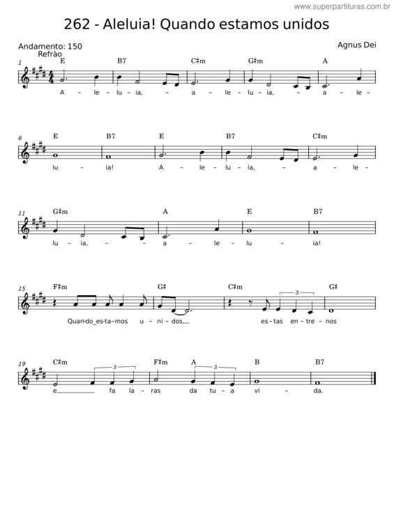 Partitura da música Aleluia Quando Estamos Unidos v.2