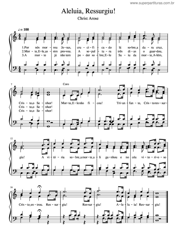 Partitura da música Aleluia Ressurgiu