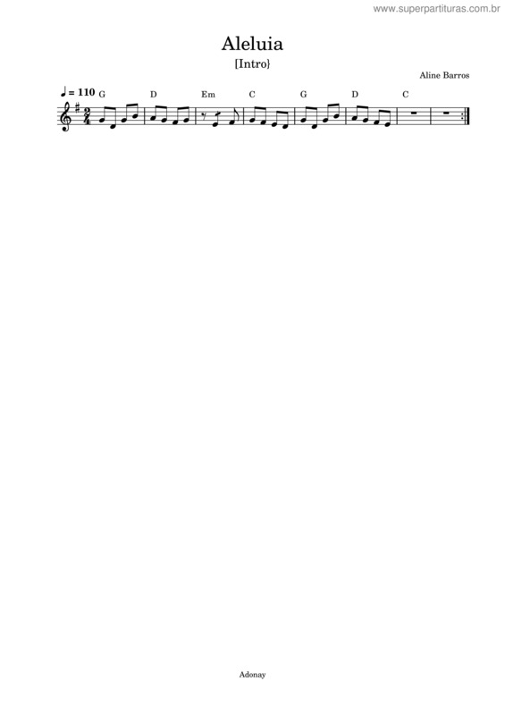 Partitura da música Aleluia v.33