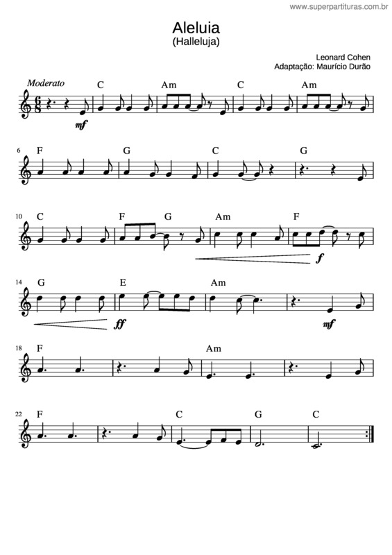 Partitura da música Aleluia v.34