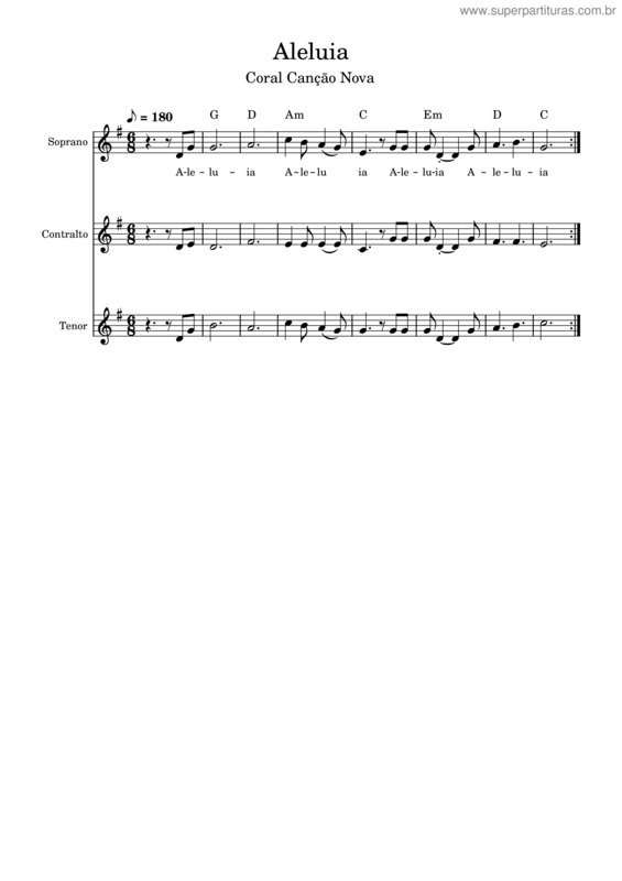 Partitura da música Aleluia v.35