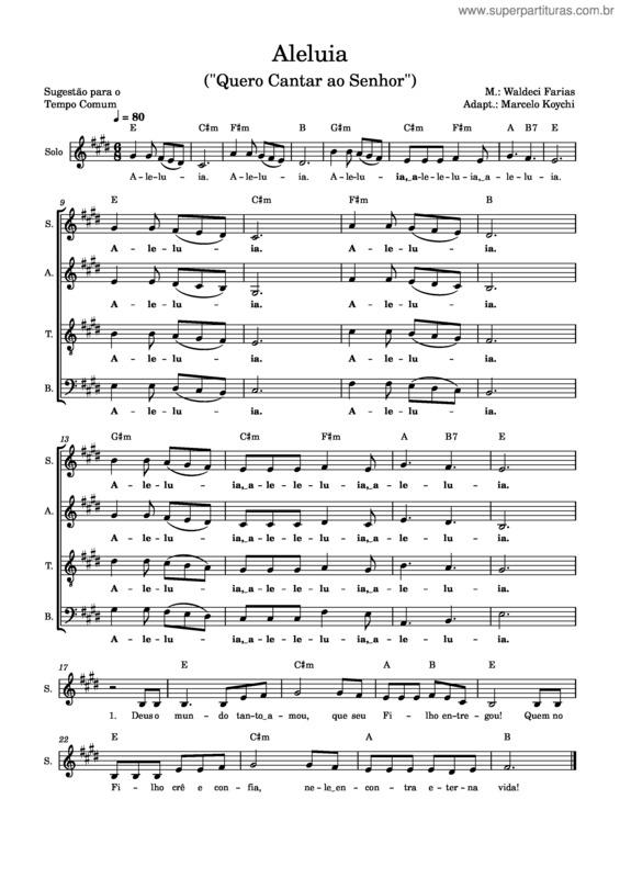 Partitura da música Aleluia v.36