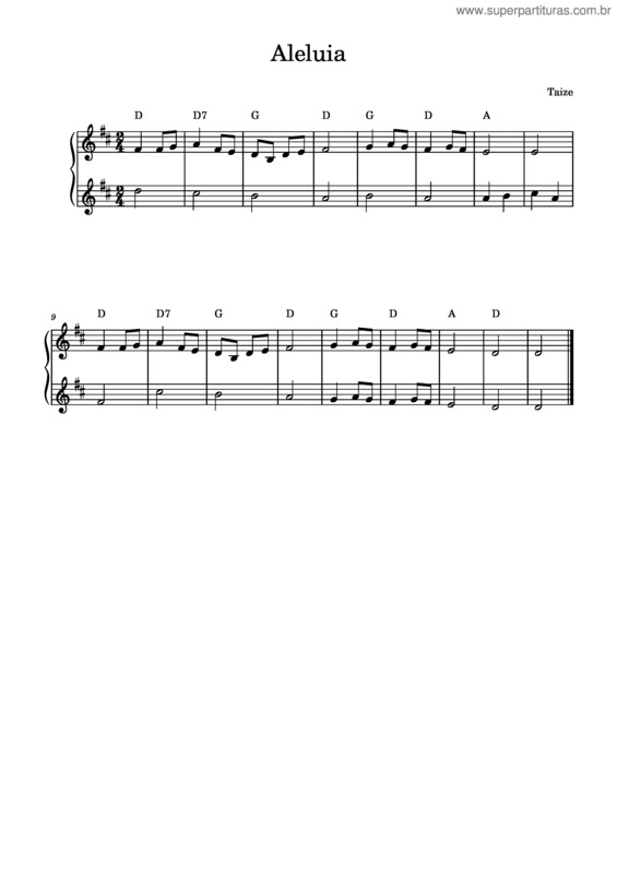 Partitura da música Aleluia v.39